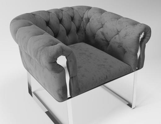 现代简约, 灰色, 单人沙发, 现代沙发