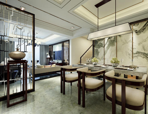 客厅, 餐厅, 中式餐厅, 餐桌椅, 桌椅组合, 沙发茶几组合